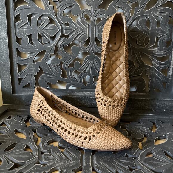 Birdies Goldfinch Woven Dawn Beige Slip On Pointed Toe Ballet Flats Size 9 - Picture 1 of 11